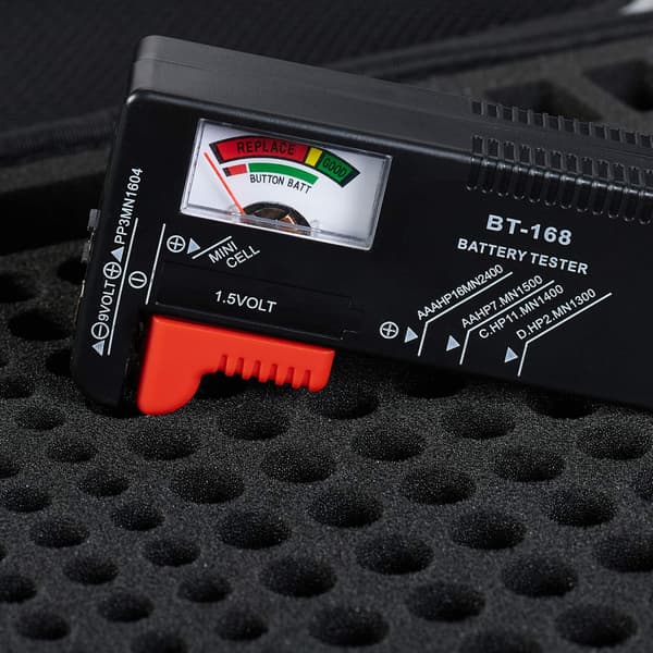Batterikasse med tester