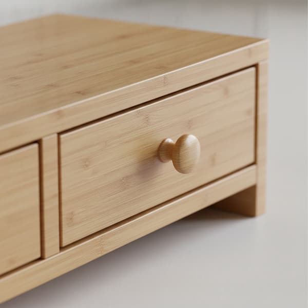 Skärmstativ med 3 lådor, trälook, MDF