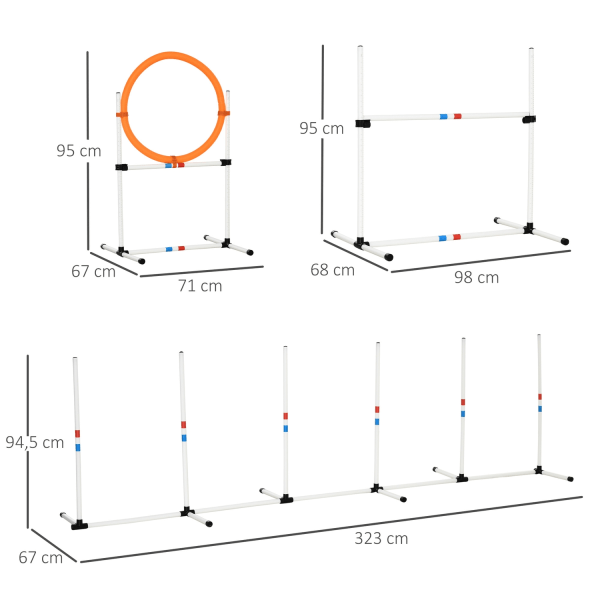 3-Osainen Koiran Agility Setti Koulutus Lemmikkeille Koiran Koulutussetti Sisältää Pussin Helppo Kuljettaa Muovia Valkoinen + Keltainen