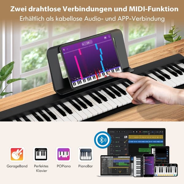 61-koskettiminen taittuva digitaalinen piano Bluetoothilla ja lisävarusteilla