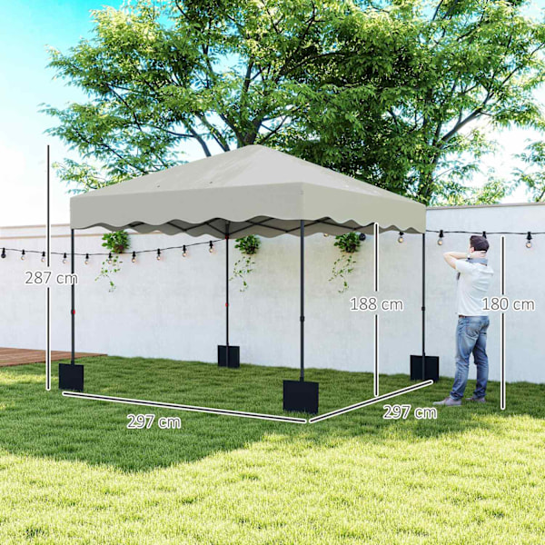 Paviljong ca. 3x3m, vattenavvisande, stabil, vintertät pop-up hopfällbar paviljong med UV-skydd 50+, hopfällbart partytält, trädgårdstält med rullväsk