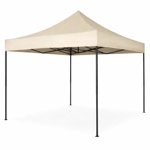 Automatisk 3x3m haveeventtelt, beige, højdejusterbart