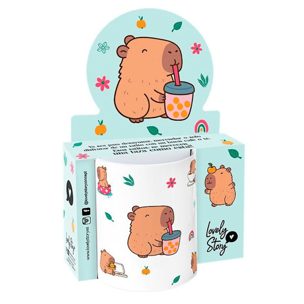 Bubble Tea Mug 330ml, Capybara Design, perfekt för drinkar
