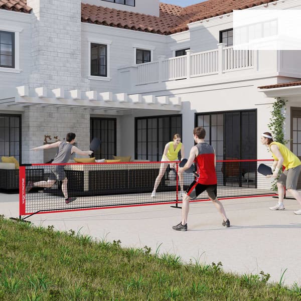 Pickleball-net bærbart sæt 6,7 m Pickleball-system med net, banemarkeringssæt, boldopsamler, fire bolde og bæretaske til udendørs, indkørsel