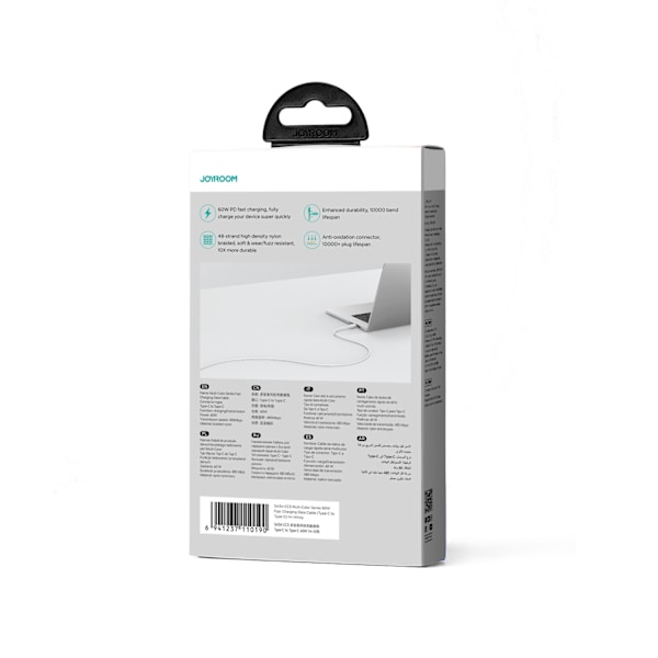 USB-C-kaapeli 60 W nopea siirto Multi-Color Series 1m valkoinen