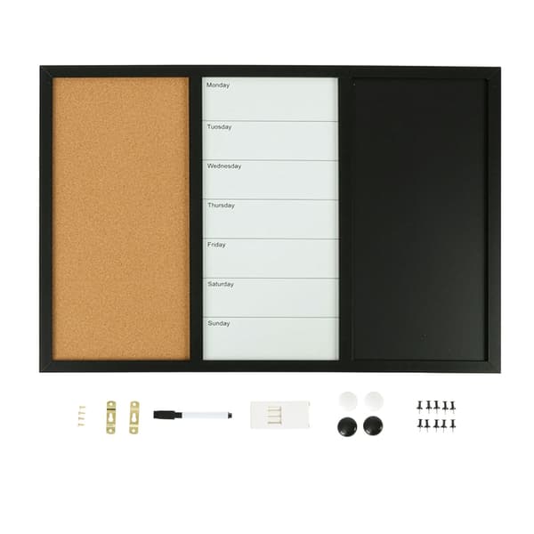 3-i-1-notattavle med tilbehør – whiteboard, kork, kalender