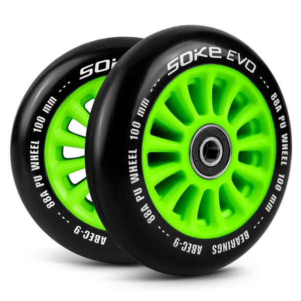 Grønne hjul til scooter 100 mm, 2-pak
