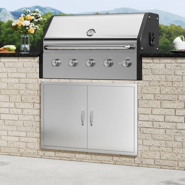 Grilldörr, dubbel rostfritt stål, 990x660 mm
