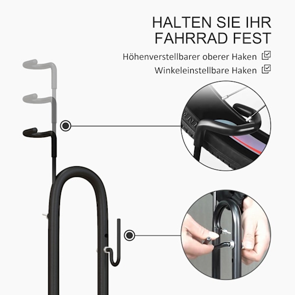 Cykelstativ, lodret vandret cykelstativ, stativ, vejrbestandig, 45 x 44 x 118 cm, metal
