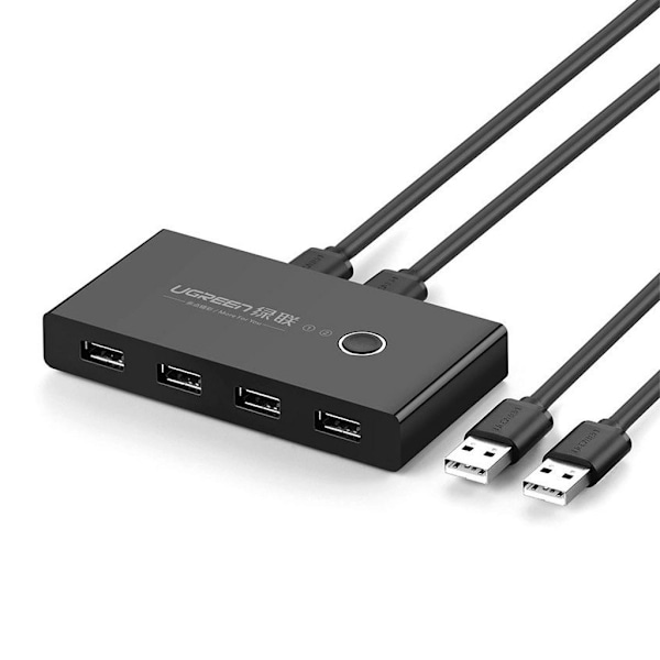 UGREEN Switch box 2x USB-A till 4x USB-A 2.0 - Svart