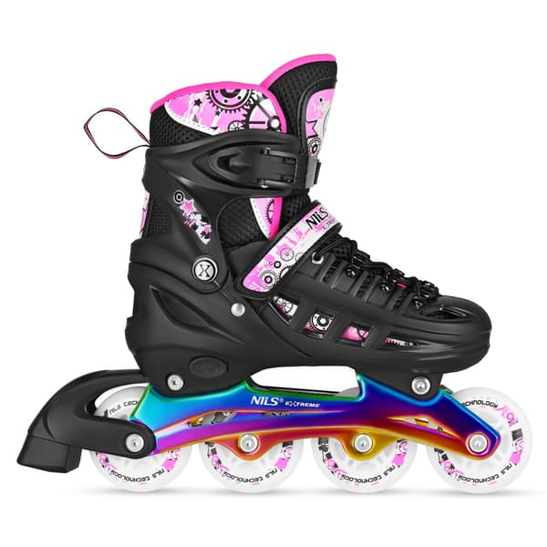 Inline & skridskor, rosa LED, storlek M (35-38)