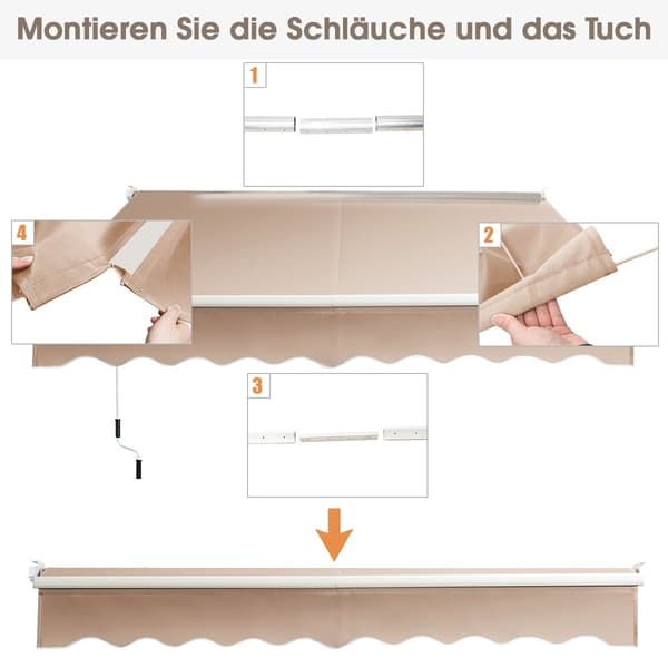 Infällbar utomhusmarkis, vattenavvisande polyester, 295x250 cm, beige