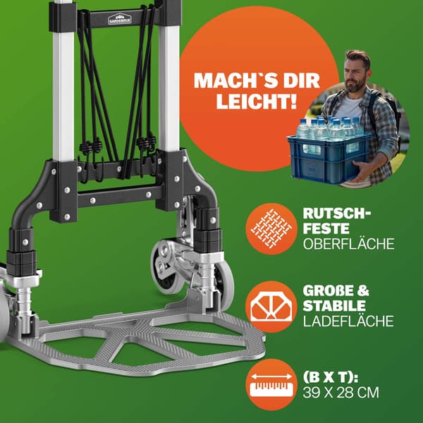 Trappevogn sølv/sort 80 kg højdejusterbar