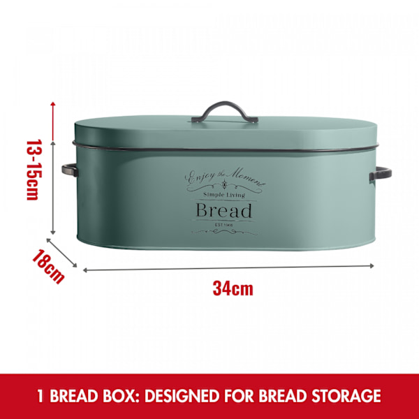 Herzberg HG-04425: 4 stykker vintage brødæske og dåsesæt - Sage Green