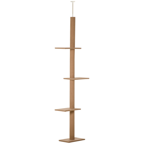 Højdejusterbar Kradsestolpe Klatretræ Til Katte, Legetræ, Lysebrun, 43X27X228-260Cm