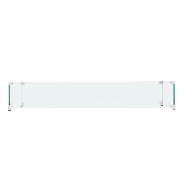 Vindskydd för eldstad, 91 x 28 x 15 cm härdat glas