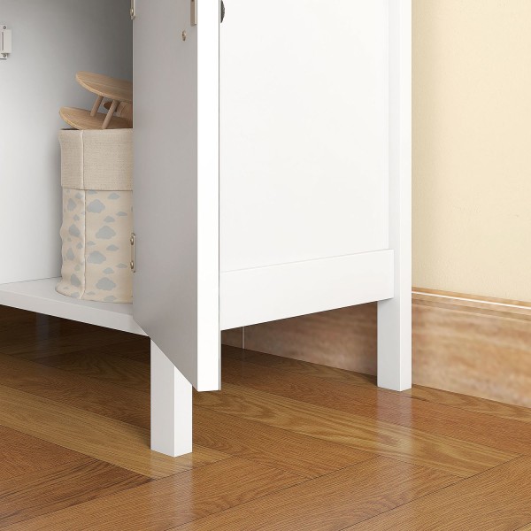 Kommode Opbevaringsskab 2 Skuffer 3 Rum Vippebeskyttelse Stue Soveværelse Hvid 68X34X80Cm