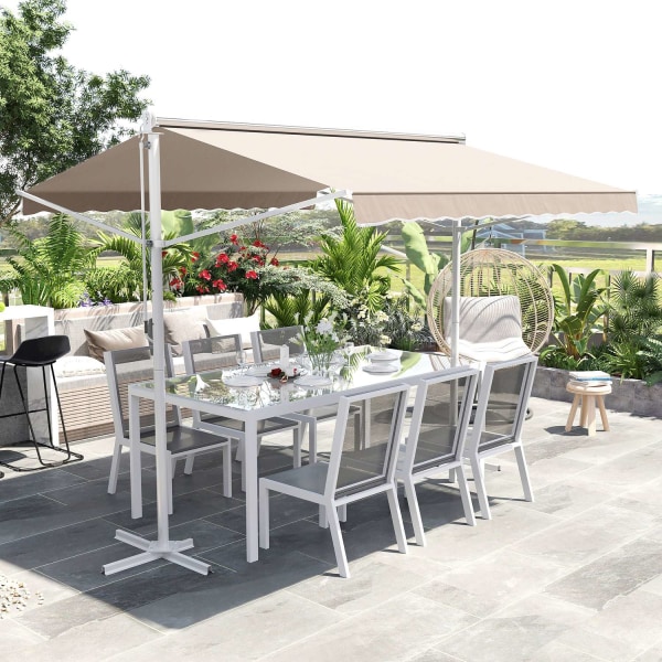 Stående Markise Havefortelt Markise Med Foldearm Håndsving Patio Beige 3X3M
