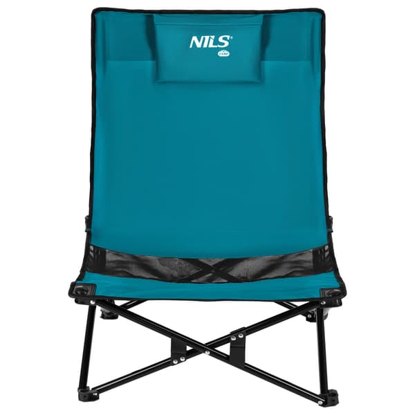 Strandstol, blå/sort, foldbar, bærbar