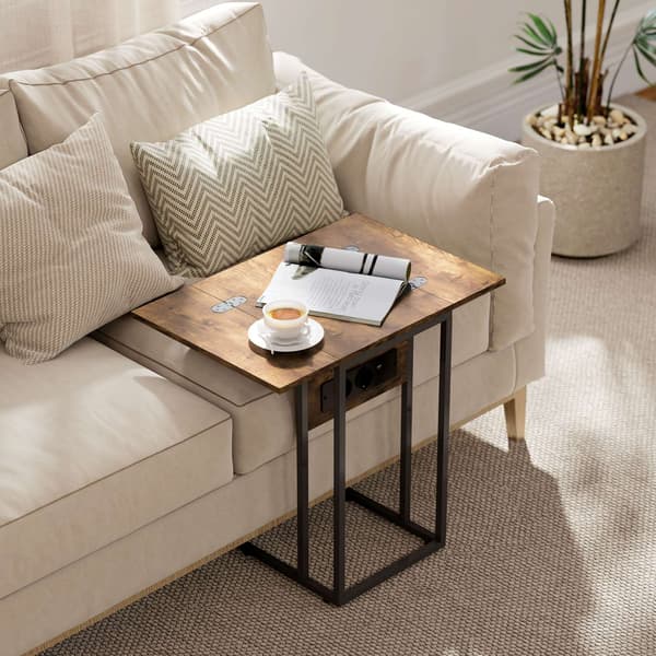 C-formet sidebord med ladestation og foldbar top