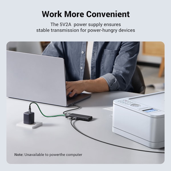 HUB-sovitinportin jakaja 4x USB-A 3.0 ja USB-A virtajohto musta
