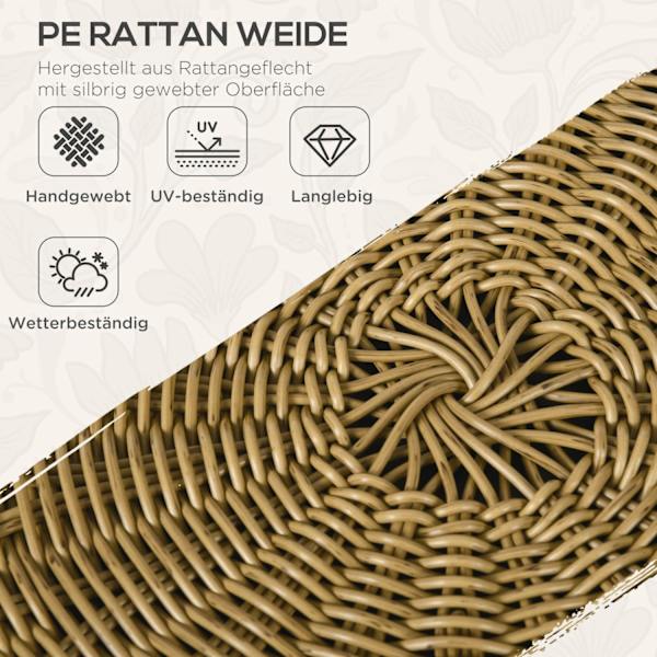 5-Delt Havemøbelsæt I Rattan, Siddeområde Med Hynder, Havesæt Med 2 Sofaborde, 2 Lænestole, 1 Dobbelt Sofa, Siddesæt, Stål, Beige