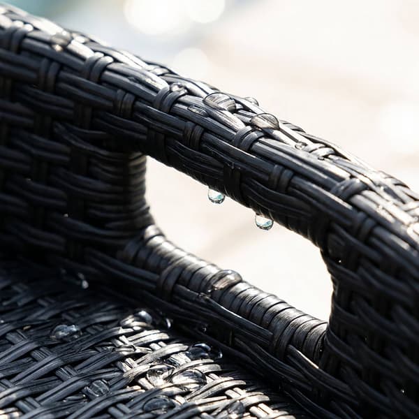 Hjerteformet flydende poolbakke, sort rattan, 60 cm