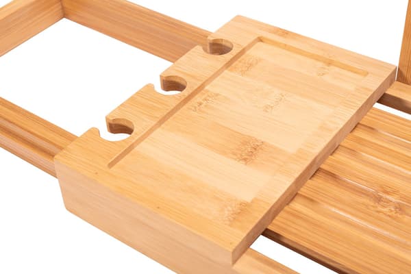 Badkarshylla i bambu, justerbar 50-85 cm