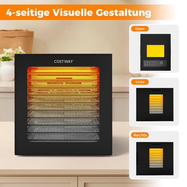 Fødevaretørrer med 10 rustfri bakker, 48H timer, 30-75℃