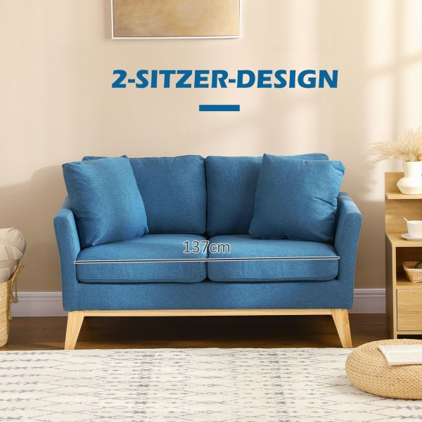 2-Sits Soffa Dubbel Soffa Linnelook Tvåsits Kudde Träben Upp Til