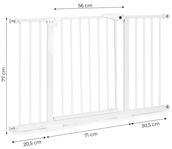 Sikkerhedslåge til Trapper & Døre, 74-132 cm, Stål, Hvid