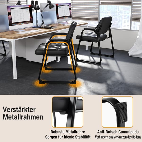Ergonominen vierastuolisetti metallirungolla, musta