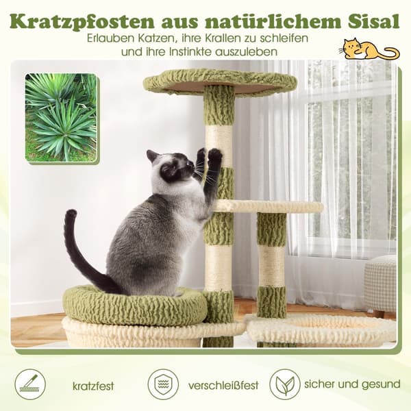 Kattetræ med platforme, hængekøje og kradsestolper