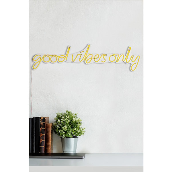Dekorativt LED-belysning i plastik Kun Good Vibes - Gul