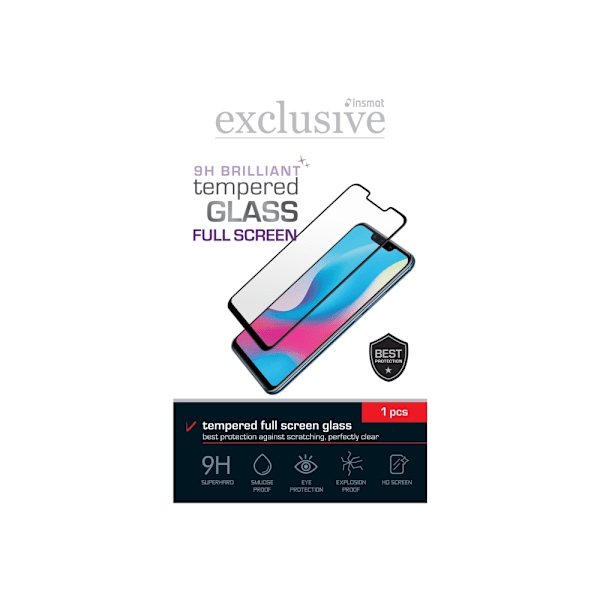 Insmat Exclusive Brilliant - Skärmskydd för mobiltelefon - helskärm - 2.5D - glas - ramfärg svart