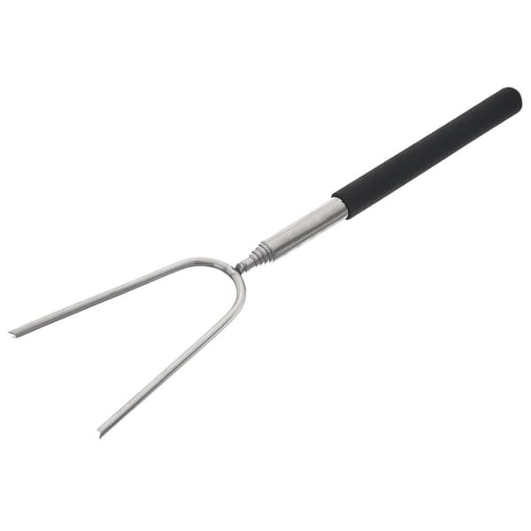 Grillpind: Teleskopisk, dobbeltspids, rustfrit stål