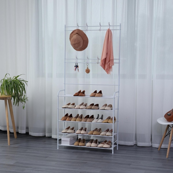 Herzberg 4-trins entré knagerække og opbevaringsstativ i gangen - 80x170 cm