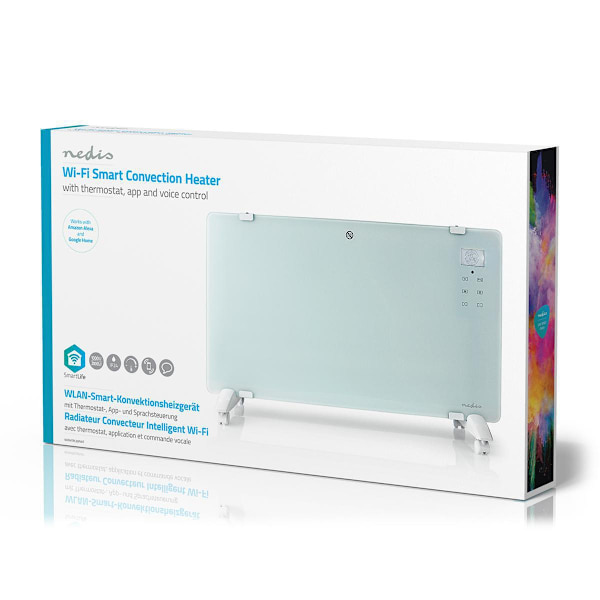SmartLife Konvektiolämmitin | Wi-Fi | Sopii kylpyhuoneeseen | Lasipaneeli | 2000 W | 2 Lämpöasetusta | LED | 15 - 35 °C | Säädettävä termostaatti | Va