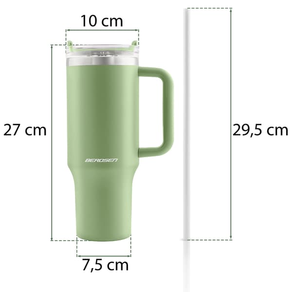 Vakuumisoleret krus i rustfrit stål med sugerør, 1180 ml
