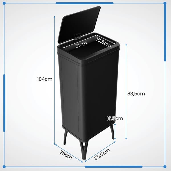 Automatisk affaldsspand i rustfrit stål, 50L sensorbeholder