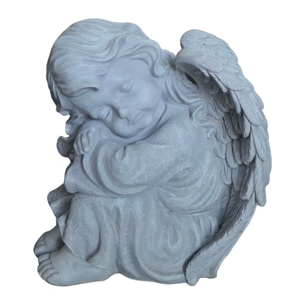 Sovende engelstatue, 24 cm polyresin mindedekoration