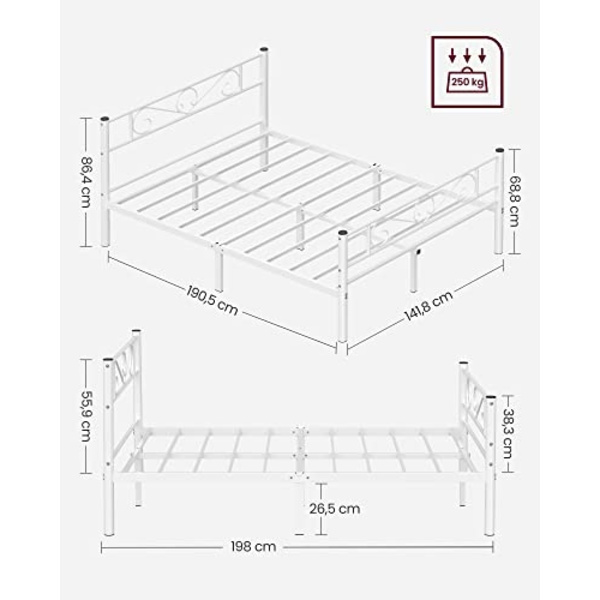 Tyylikäs teollinen parisängyn runko, teräs, 225 kg