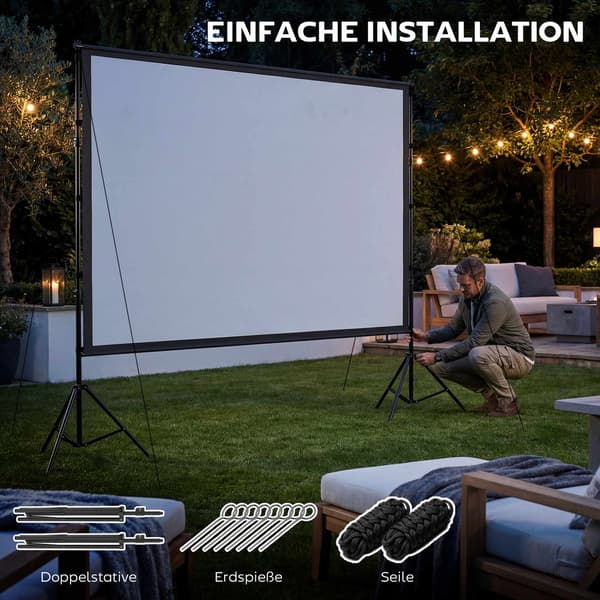 120" projektorlærred, 4K/8K, dobbelt stativ