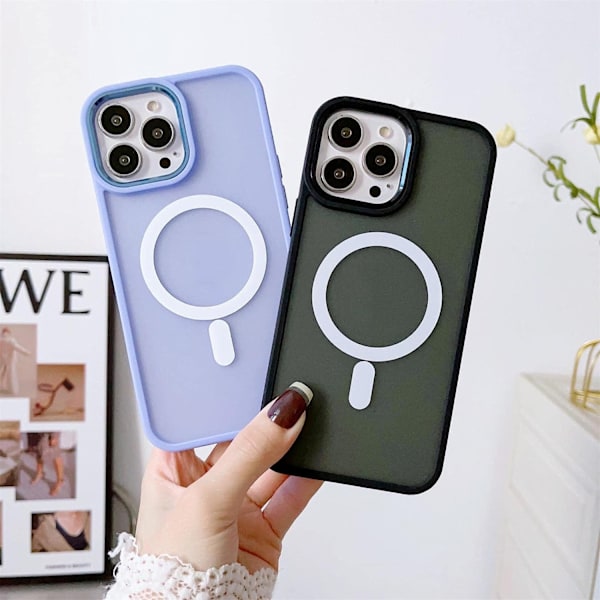 Magnetisk etui med MagSafe til iPhone 15 Plus, lilla lanyardhuller