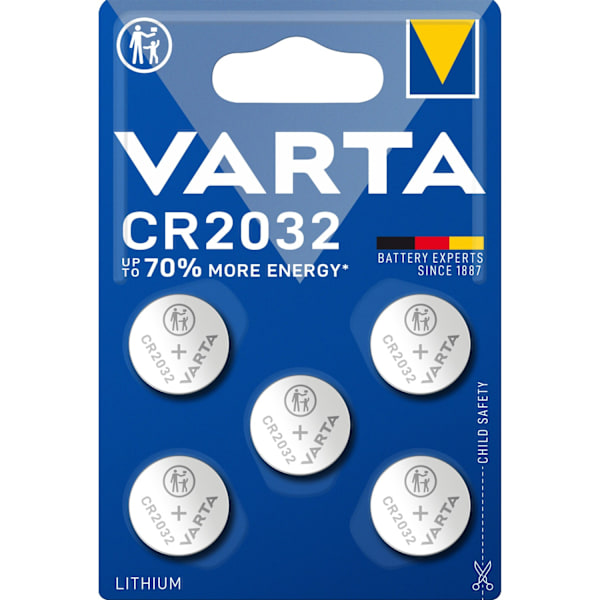 CR2032 3V Lithium Knappcellsbatteri 5-pack