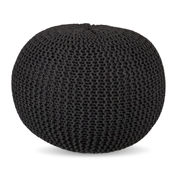 Stickad puff – Rund, Boho Design, Polystyrenfyllning