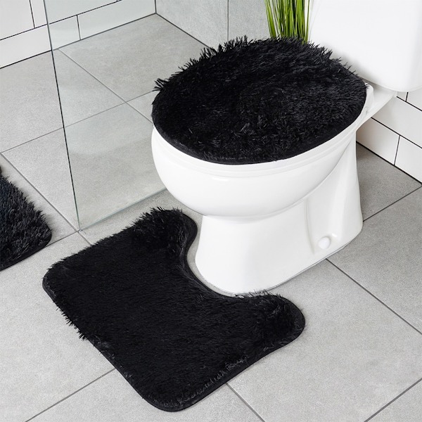 Set med 3 svarta badrumsmattor