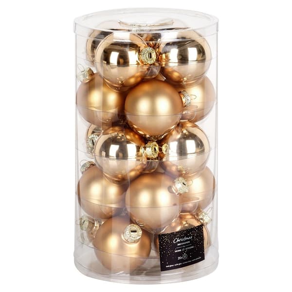 Julgranskulor i glas, guld, 6 cm, 20 st.