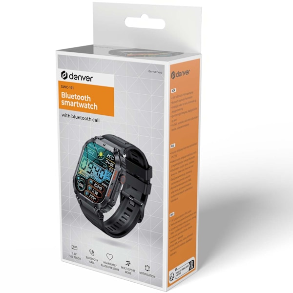 SWC-191B Bluetooth SmartWatch med puls, blodtryk og blodiltsensor & opkaldsfunktion