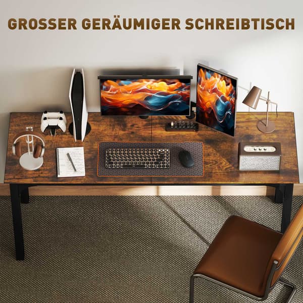 Computerbord, rustik brun, rummeligt design, spånplade